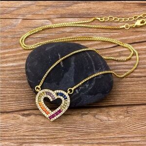 Romantic sexy Heart Shape Rainbow braguette Pendent Long Snake Necklace Jewelry